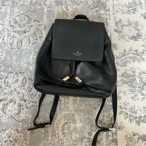 Kate Spade Black Pebbled Leather Backpack